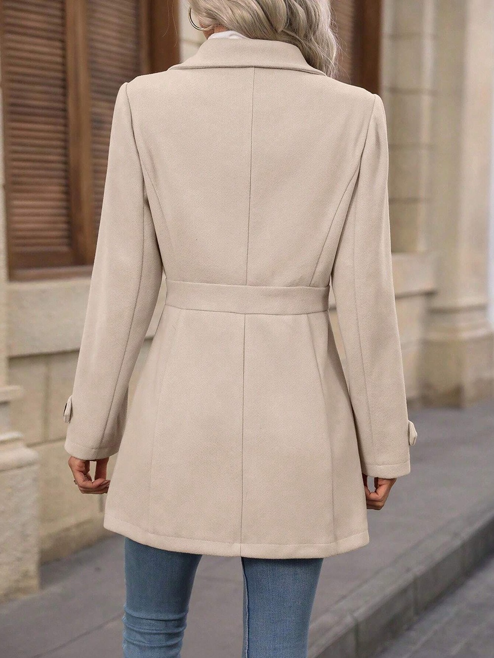 Elegant Single-breasted Woolen Coat Buttons Lapel Mid-length Jacket Temperament - Image 3