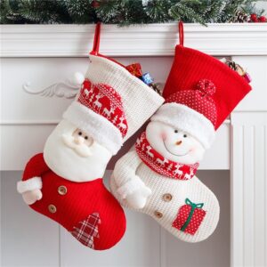 Large Knitted Christmas Stocking – Red & White Fireplace Gift Stocking