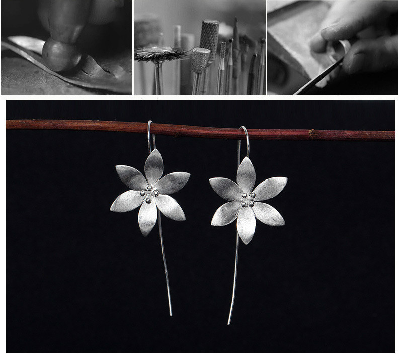 Lotus Flower Drop Earrings – Women's Elegant Fashion Earrings - Image 4