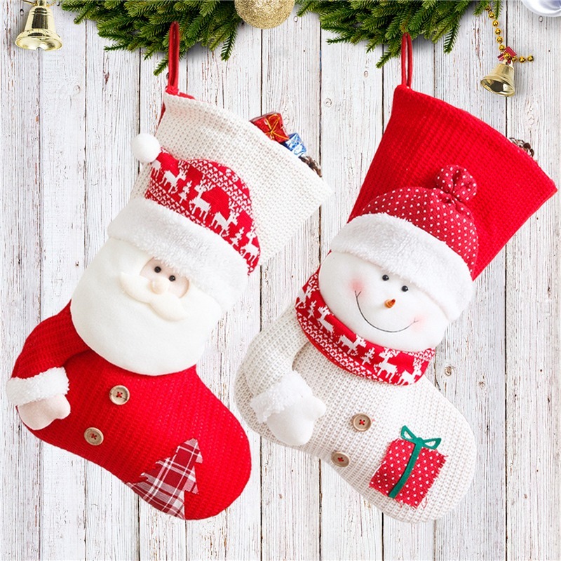 Large Knitted Christmas Stocking – Red & White Fireplace Gift Stocking - Image 10