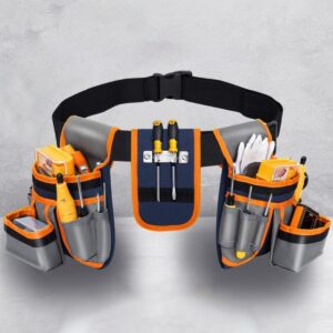 Heavy-Duty Double Tool Belt Pouch – 12 Pockets for Builders & DIY