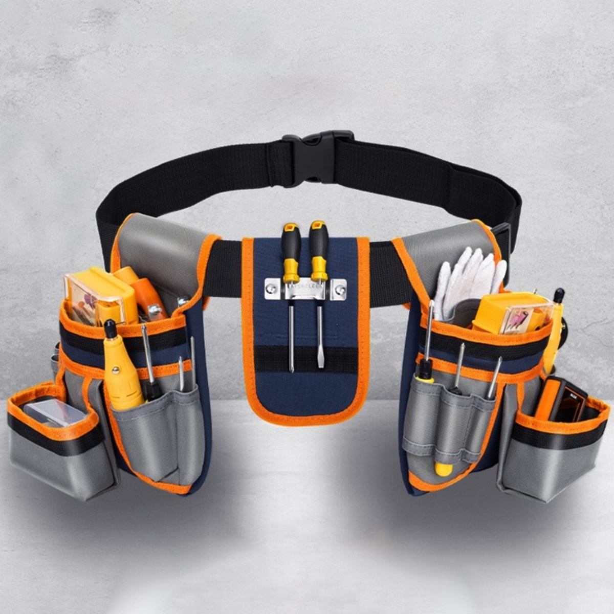 Heavy-Duty Double Tool Belt Pouch – 12 Pockets for Builders & DIY