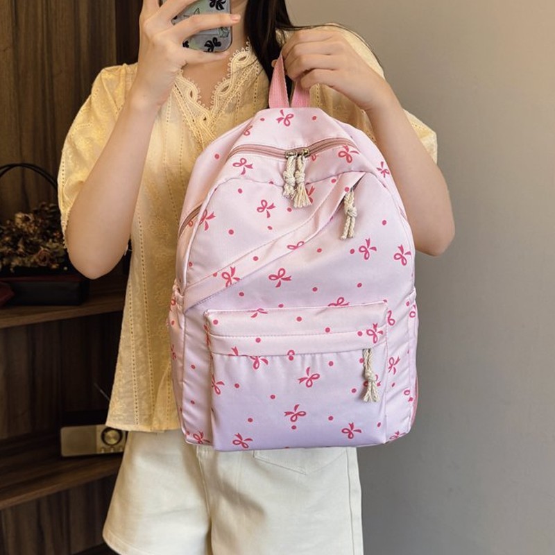 3-Piece Bow Print School Backpack Set – Backpack, Handbag & Pencil Case - Image 5