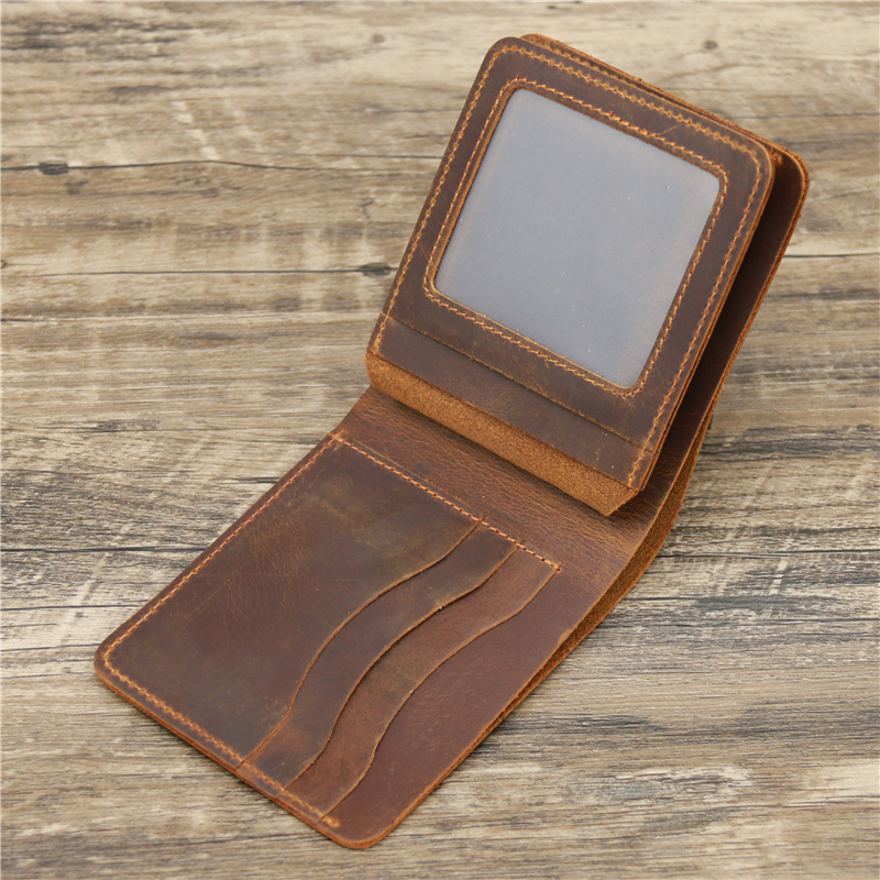 Men's Genuine Leather Tri-Fold Wallet – Vintage Crazy Horse Style