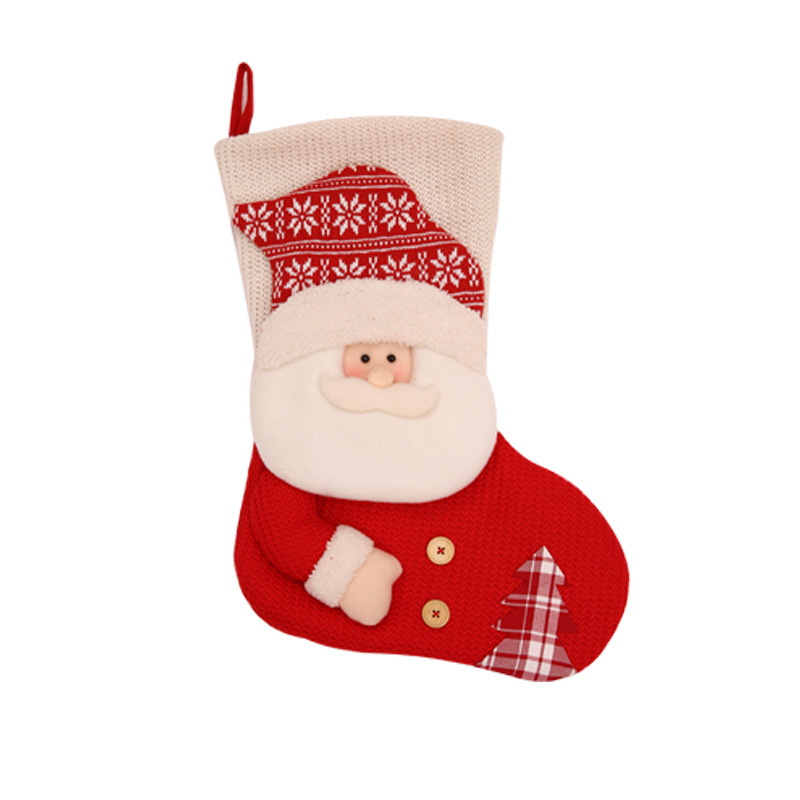 Large Knitted Christmas Stocking – Red & White Fireplace Gift Stocking - Image 2