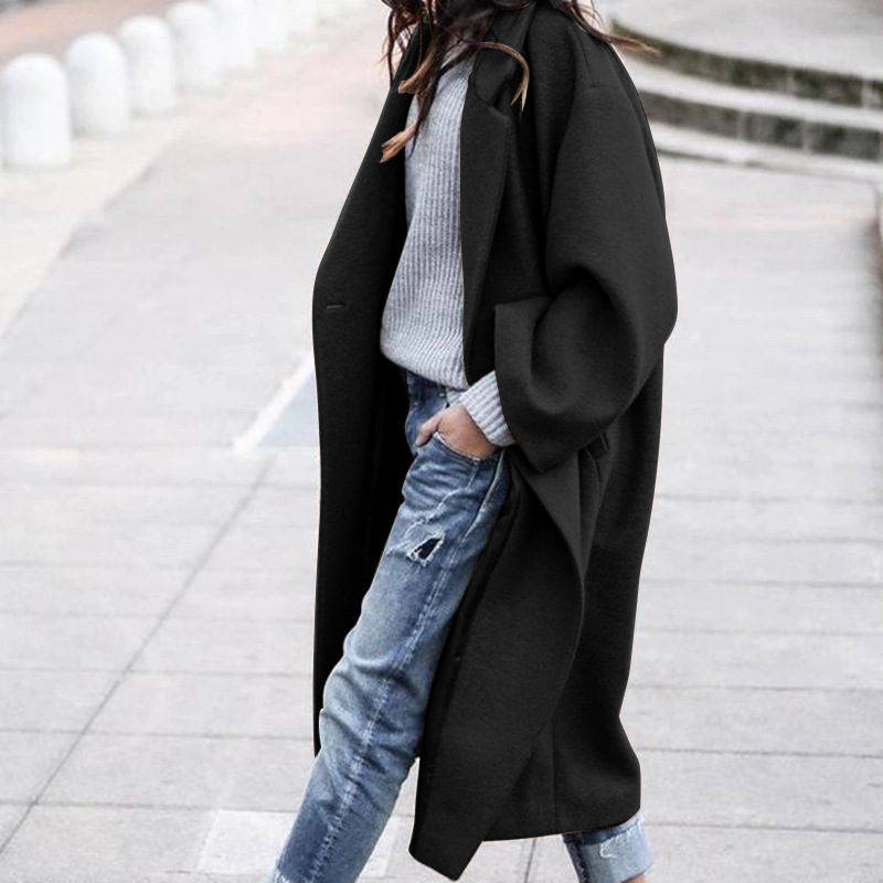 Women's Single-Breasted Wool-Blend Long Coat – Warm Winter Overcoat - Image 2