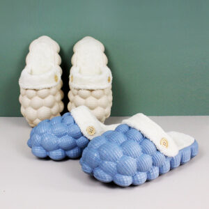 Unisex Plush Bubble Slippers – Warm Fluffy Non-Slip Winter House Shoes