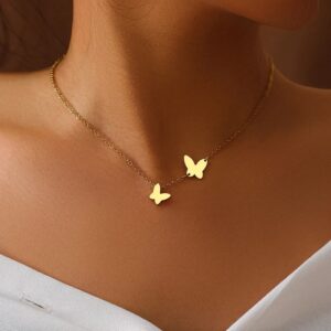 Butterfly Pendant Necklace for Women – Stainless Steel