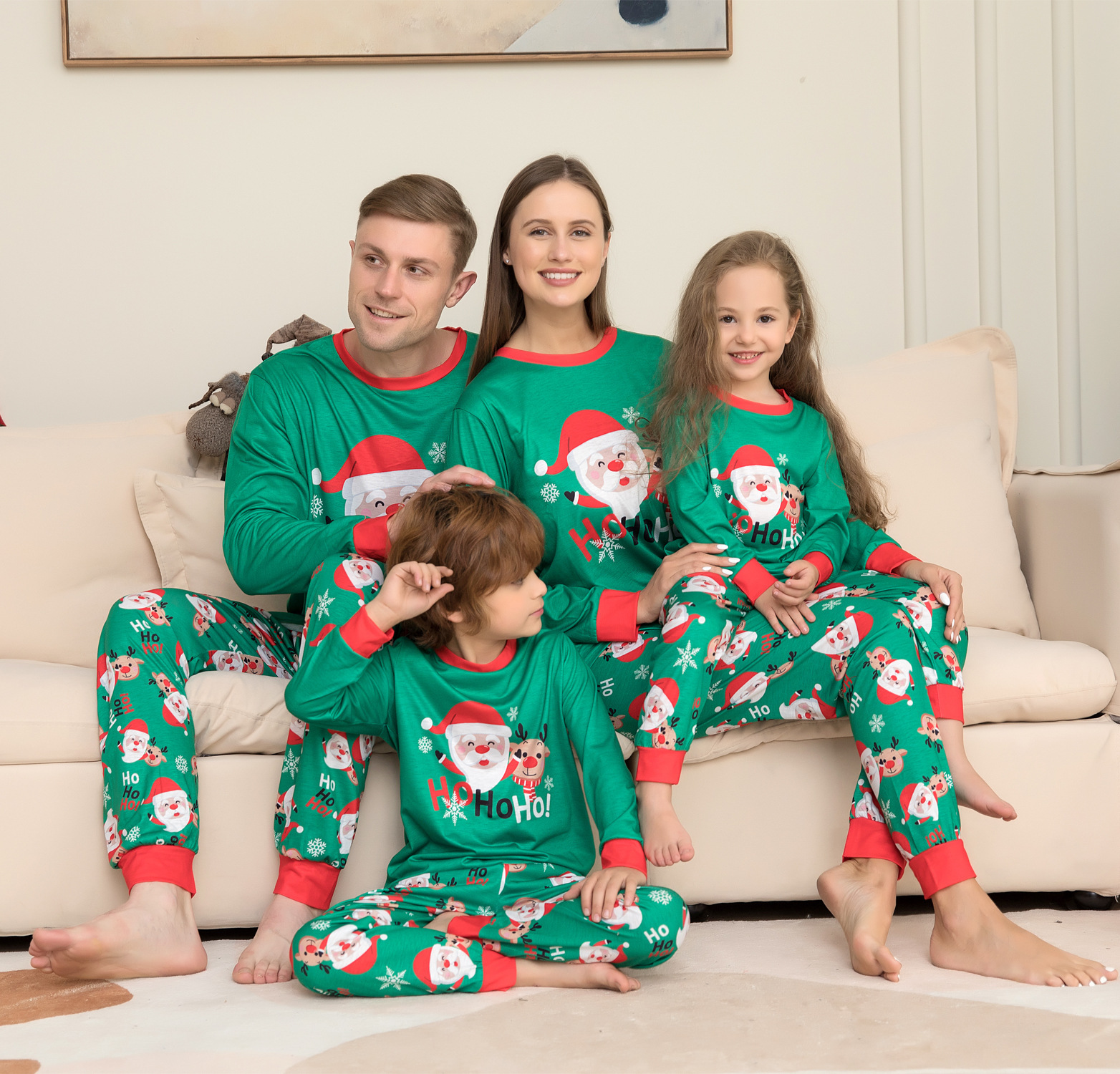 Santa Print Family Christmas Pyjamas – Matching Xmas PJ Sets - Image 4