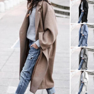Women's Single-Breasted Wool-Blend Long Coat – Warm Winter Overcoat