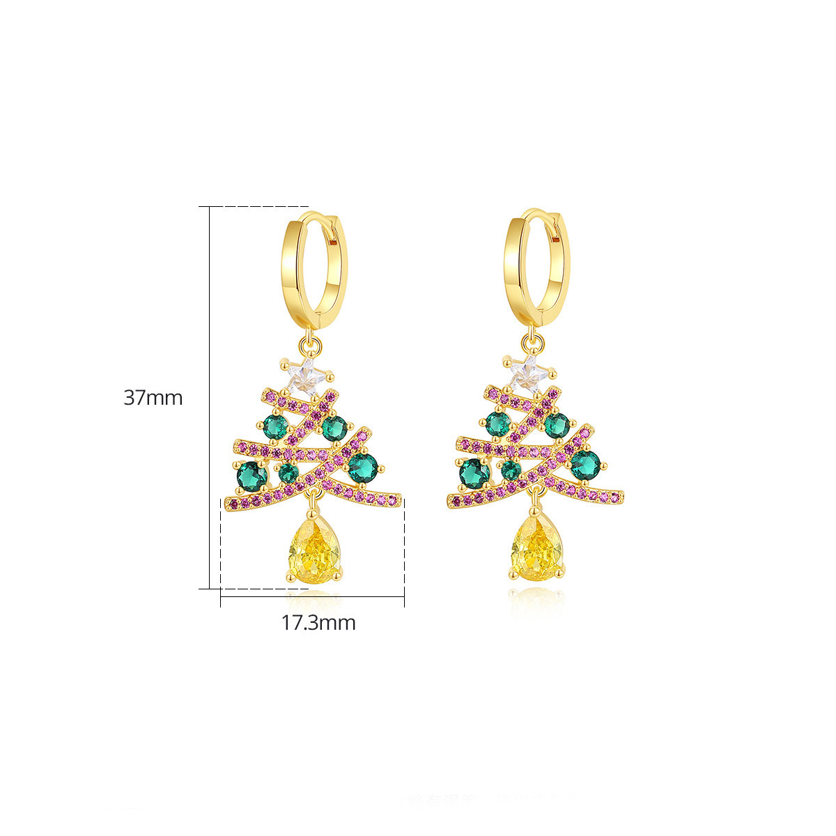 Christmas Tree Earrings with Colourful Stones – Festive Drop Earrings - Image 6