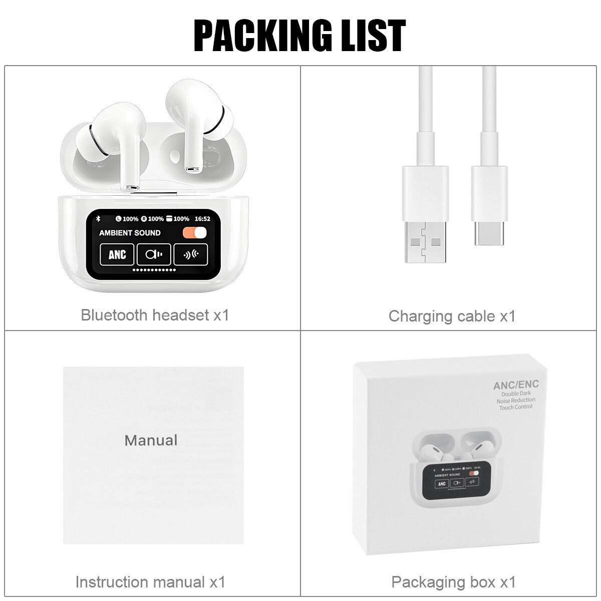 Wireless Earbuds with LCD Touch Screen Case – Bluetooth 5.4 - Image 2