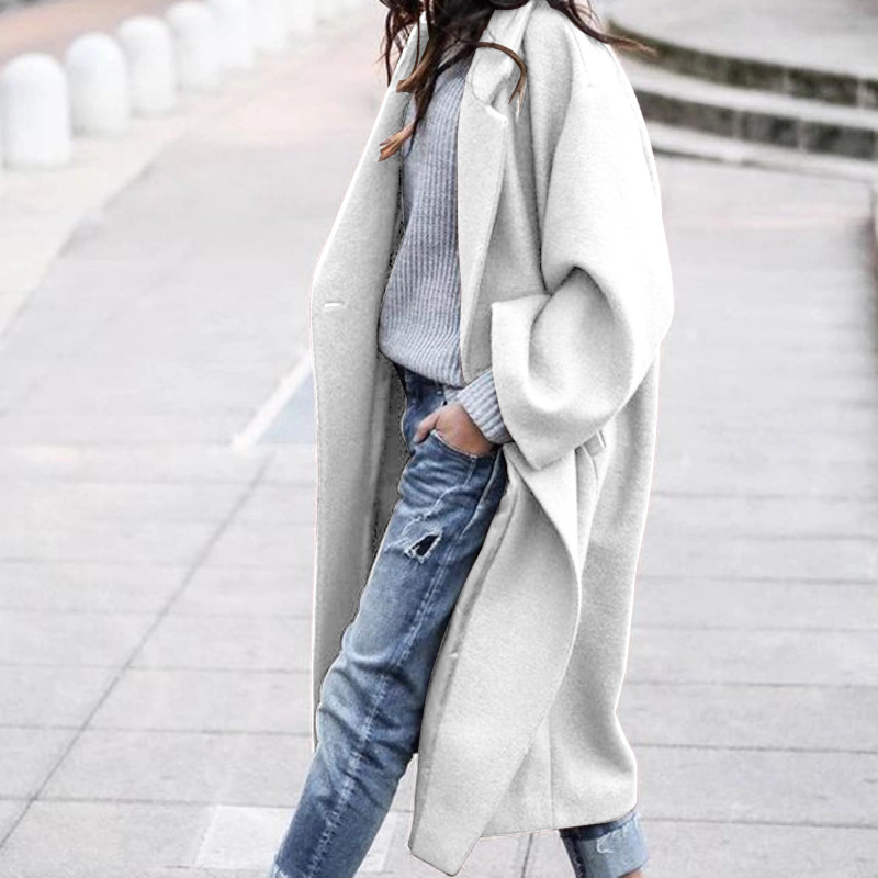 Women's Single-Breasted Wool-Blend Long Coat – Warm Winter Overcoat - Image 4