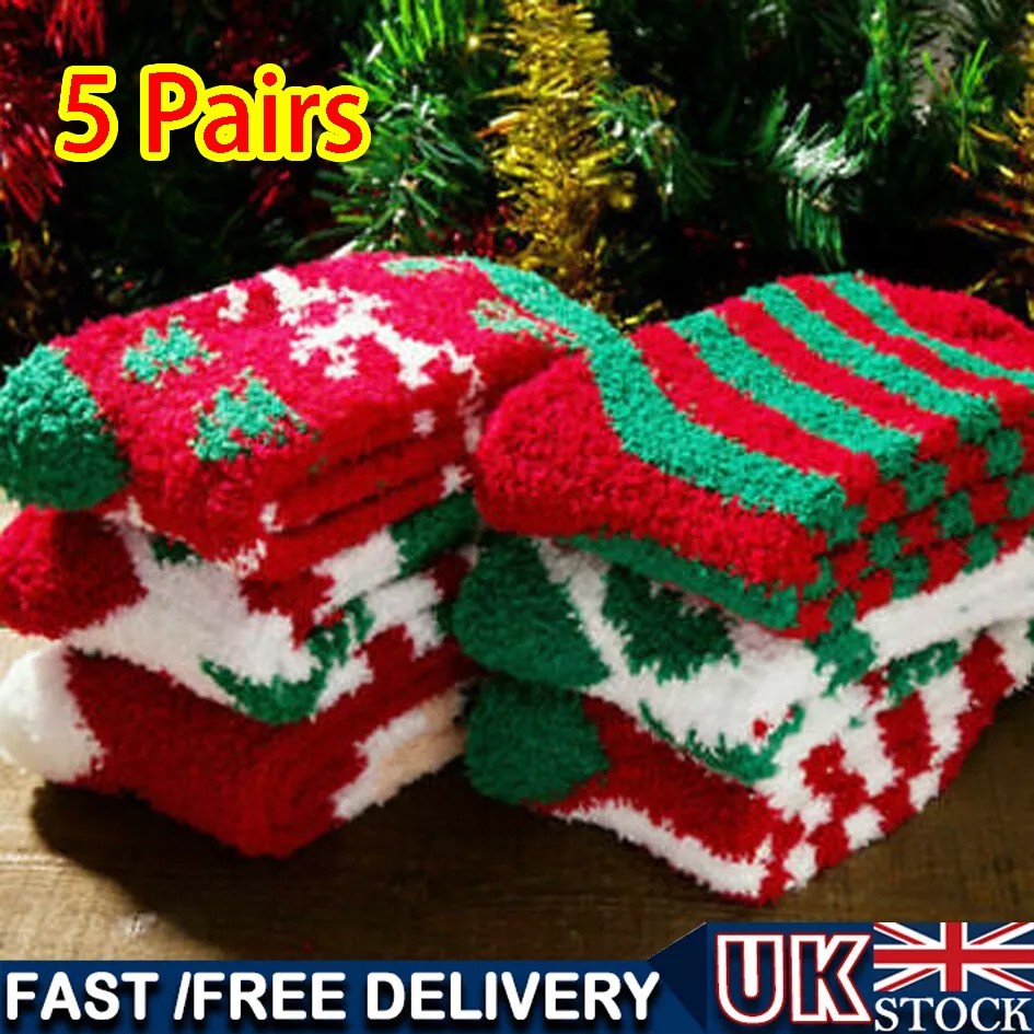 5 Pairs Women's Christmas Fluffy Bed Socks – Soft Cosy Lounge Slipper Socks Gift Set - Image 7
