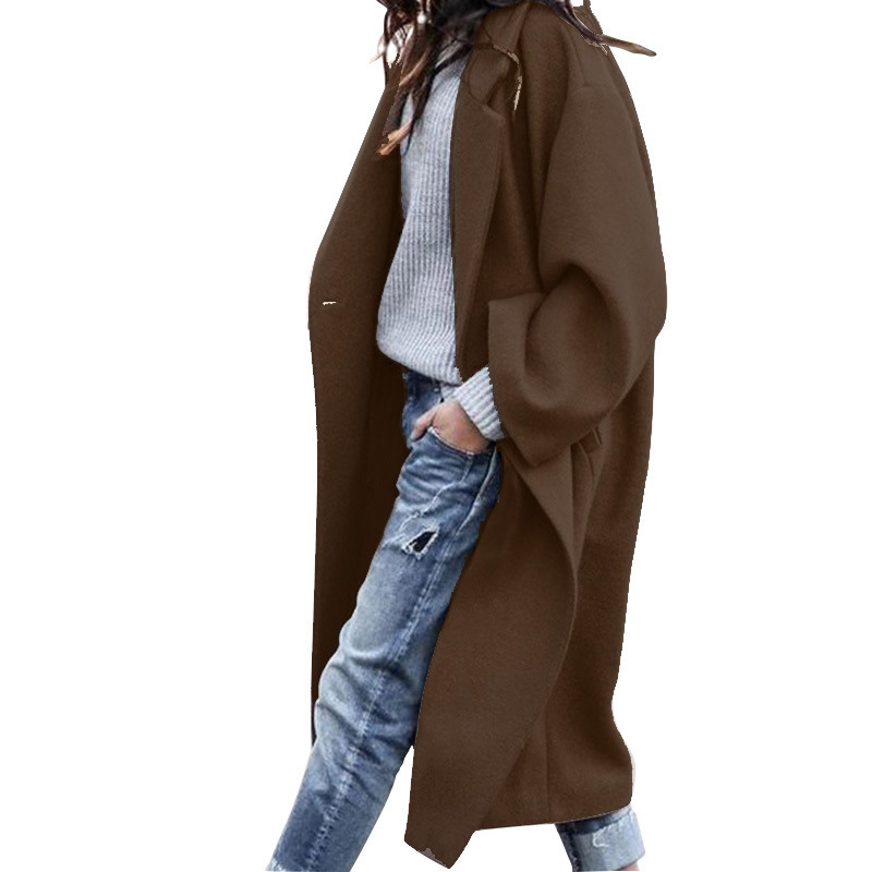 Women's Single-Breasted Wool-Blend Long Coat – Warm Winter Overcoat - Image 7