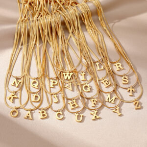 Initial Letter Pendant Necklace A–Z – Gold Stainless Steel