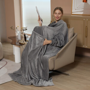 Wearable Fleece Blanket with Sleeves & Pocket β Warm Sofa Throw