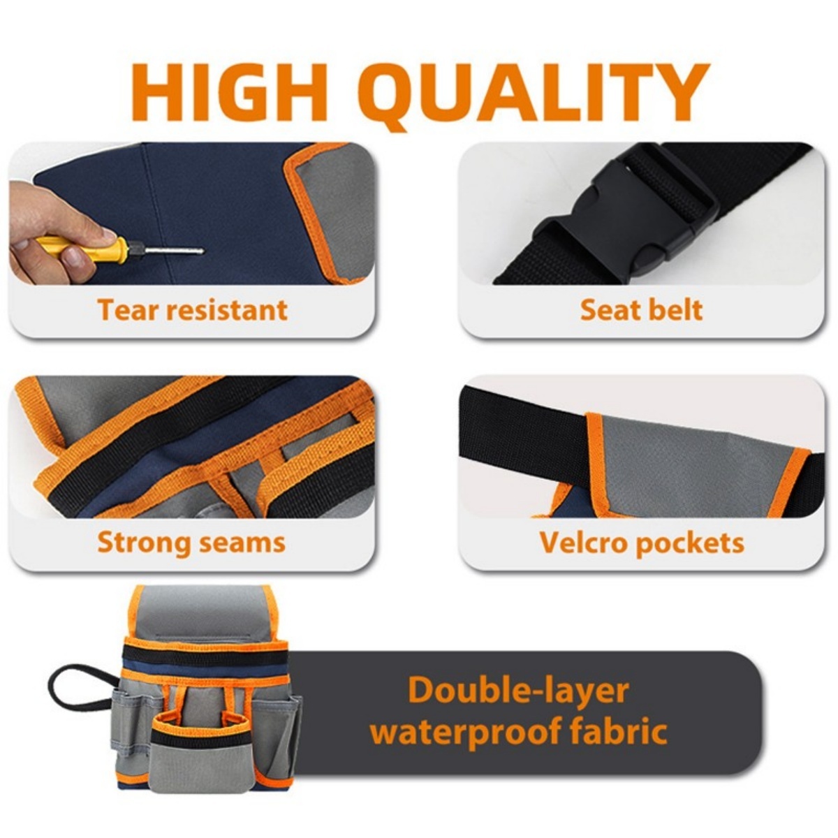 Heavy-Duty Double Tool Belt Pouch – 12 Pockets for Builders & DIY - Image 3