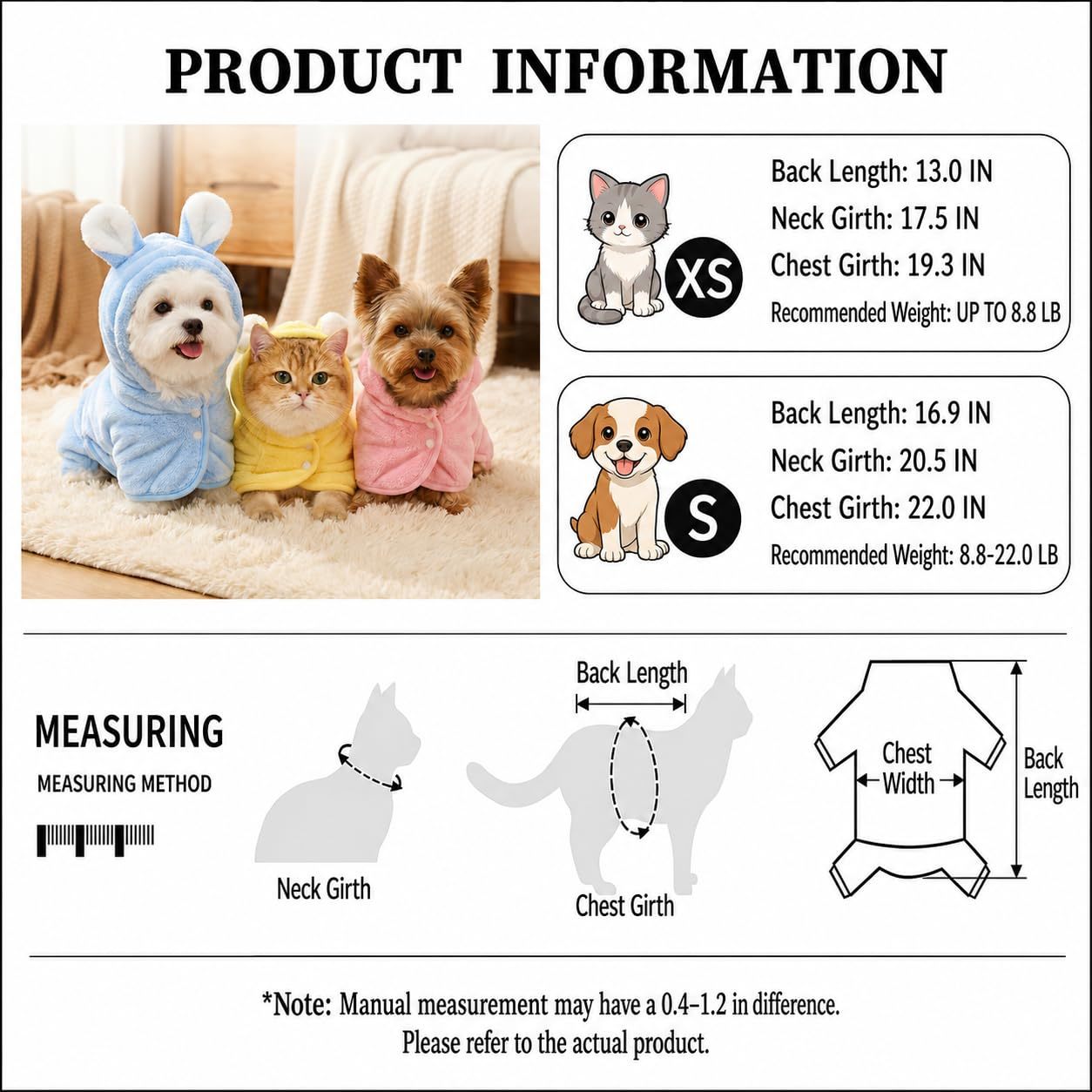 Absorbent Dog Bathrobe Towel – Quick-Dry Drying Coat for Small Dogs & Cats - Image 2