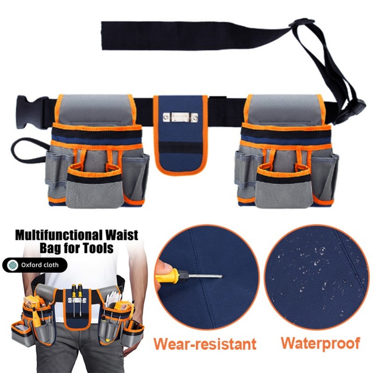 Heavy-Duty Double Tool Belt Pouch – 12 Pockets for Builders & DIY - Image 7