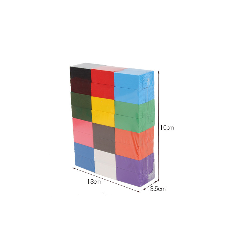 Wooden Domino Blocks Building Toy Kits Color Sort Rainbow Dominoes Games - Image 6