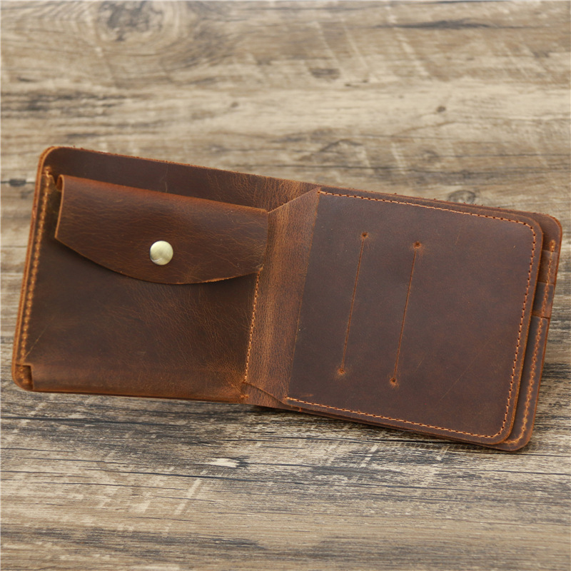 Men's Genuine Leather Tri-Fold Wallet – Vintage Crazy Horse Style - Image 6