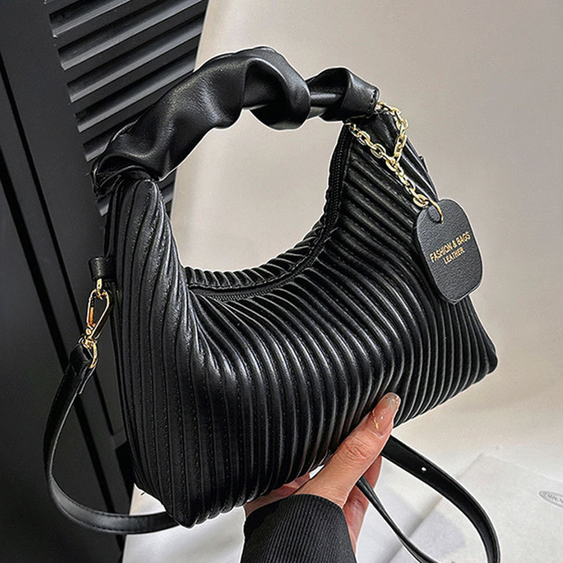 Pleated Crossbody Bag for Women – Soft PU Leather Shoulder Bag - Image 8