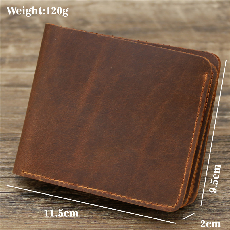 Men's Genuine Leather Tri-Fold Wallet – Vintage Crazy Horse Style - Image 5