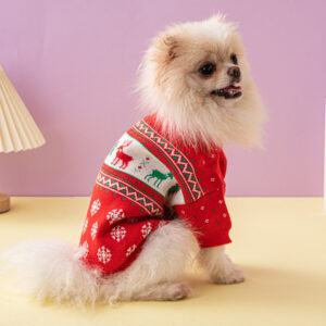 Christmas Dog Jumper – Warm Knitted Reindeer & Tree Pet Sweater