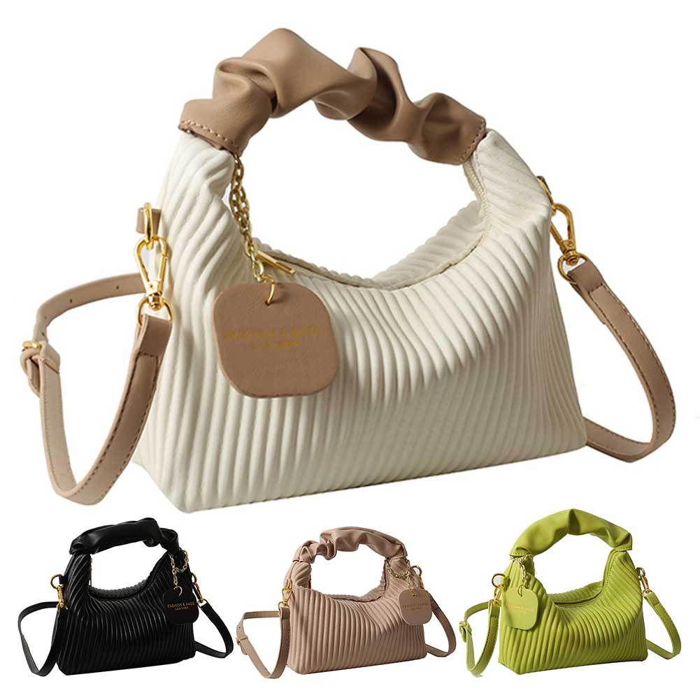 Pleated Crossbody Bag for Women – Soft PU Leather Shoulder Bag