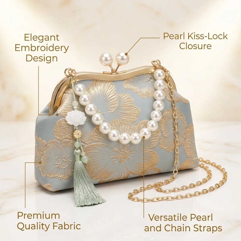 Pearl Embroidered Shoulder Bag – Elegant Women's Evening Bag - Image 10