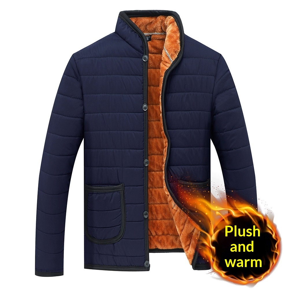 Men's Winter Padded Jacket – Warm Stand Collar Zip-Up Coat - Image 4
