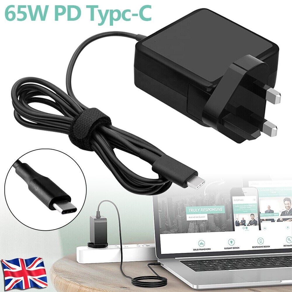 65W USB-C Fast Charger – UK Wall Plug for Laptop, Tablet & Phone - Image 2