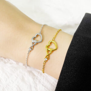 Heart Bracelet for Women – Cubic Zirconia Chain Bracelet with Extender