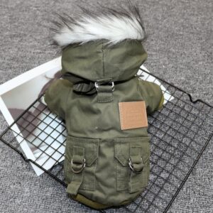 Padded Winter Dog Coat with Faux Fur Hood – Warm Jacket for Small Dogs