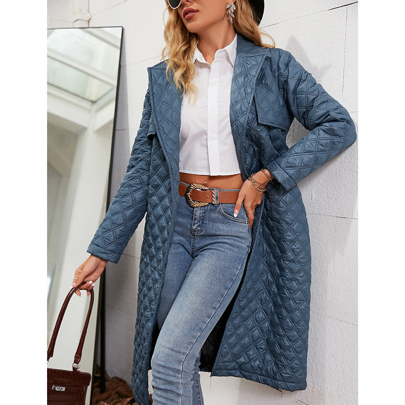 Women's Vintage Lapel Puffer Jacket – Warm Quilted Winter Coat