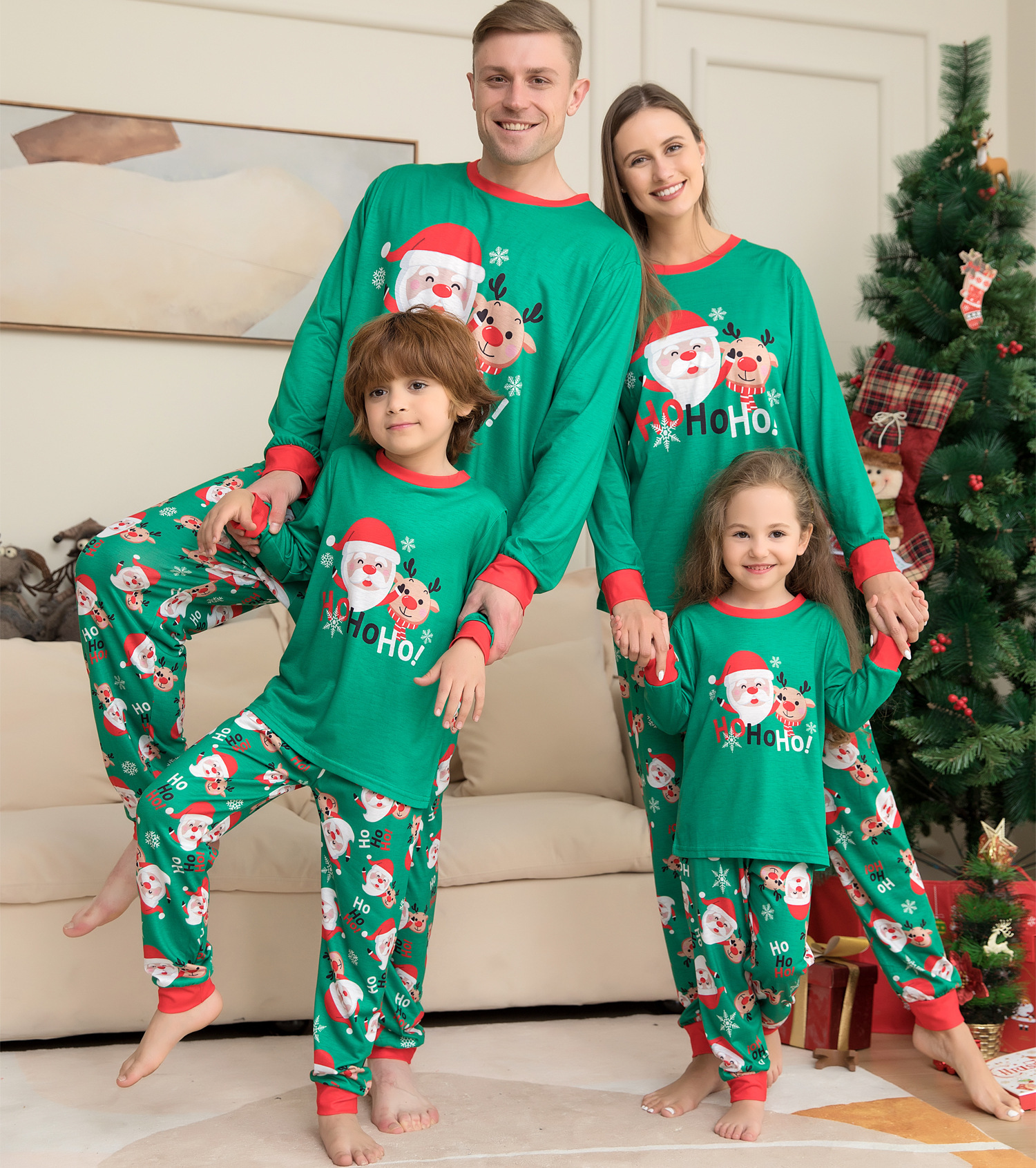 Santa Print Family Christmas Pyjamas – Matching Xmas PJ Sets