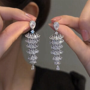 Sparkling Christmas Tree Drop Earrings – Zircon Festive Jewellery